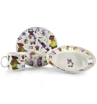 Dětská spr. 3 díly porcelán dekor SAFARI-medvídci
